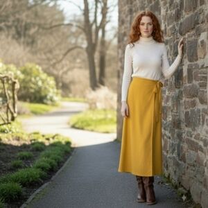 Goldenrod A Line Wrap Maxi Skirt